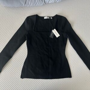 Aritzia Elegant Black Long Sleeve Top